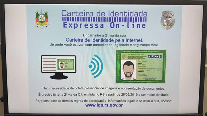 Instituto-Geral de Perícias / RS - Carteira de Identidade pode ser agendada  pelo WhatsApp em Porto Alegre e região metropolitana. Os números (51)  98417-8646 e (51) 98422-0125 recebem apenas mensagens de texto.